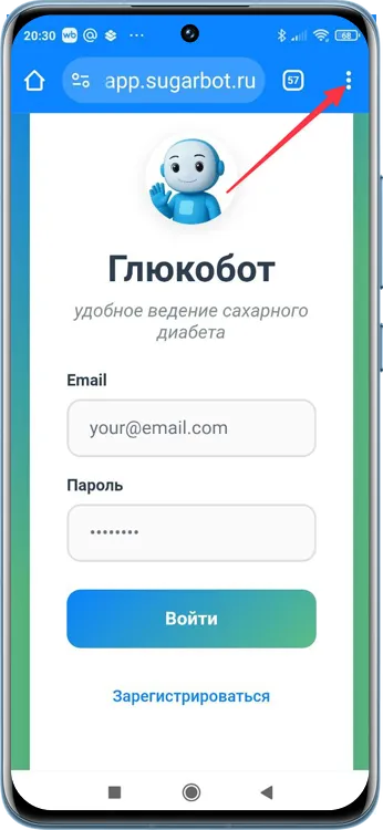 Вход в веб-приложение в браузере